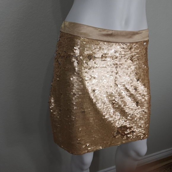 Candela Gold Sequin A- line Skirt Size M - Picture 4 of 9
